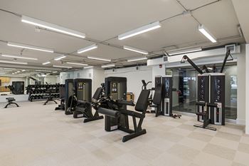 State of the art fitness center with outdoor workout patio